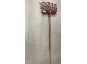 Red Vintage Gardening Rake With Spring Steel Tines