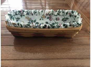 Longaberger Hand Woven Basket With Beautiful Floral Lining And Plastic Protector