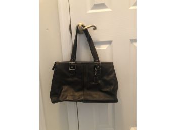 Black Leather Coach Shoulder Bag Large