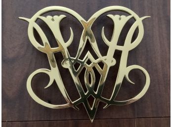 Large Virginia Metalcrafters Williamsburg Cypher Queen Anne Brass Trivet