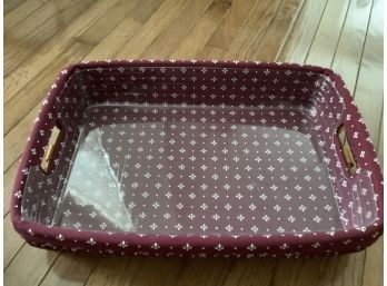 Vintage Longaberger Basket With Fabric And Plastic Liners