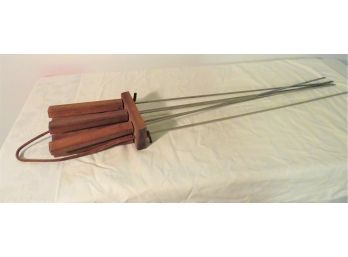 Vintage Drexel Mid-century Danish Modern Teak Hanging BBQ Skewers