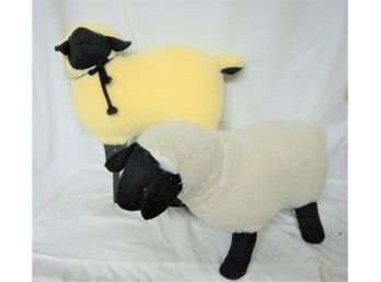 2 Sheep Lambs Lawn Garden Decoration Faux Fur