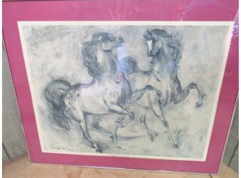 'Chargers' By Denes  De Holesch 1958 Triton Press Framed Print