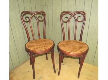 Pair Of Antique Thonet Austria Bentwood Cafe Chairs