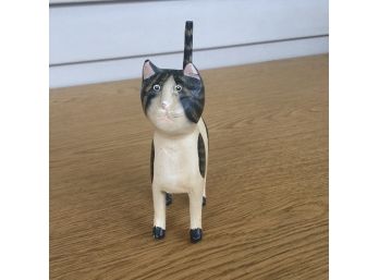 Cute Carved Wood Painted Cat.