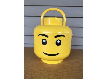 LEGO Large Yellow Mini Fig Head With Smile Storage Container Sort & Store Two 2 Trays And Handle.