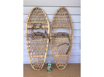 Vintage Vermont Tubbs Rawhide Snow Shoes With Bindings.