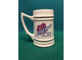 Vintage 1987 Super Bowl XXI Beer Mug Sold At Rose Bowl Pasadena, California January 25, 1987 Giants Vs Broncos