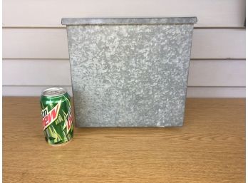 Vintage Galvanized Steel Milk Box With Hinged Lid.