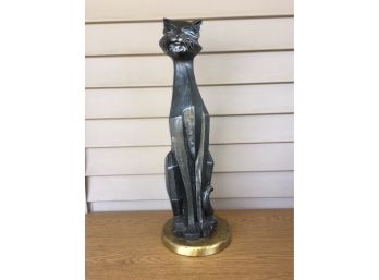 Wonderful Black Cubist Siamese Cat Sculpture On Base. Striking Piece!