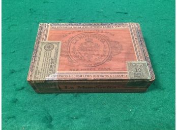 Vintage 1920s Lewis Osterweis & Sons Wood Cigar Box. New Haven, Conn. 10 Cigars.