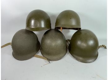 FIVE WORLD WAR TWO MILITARY HELMETS