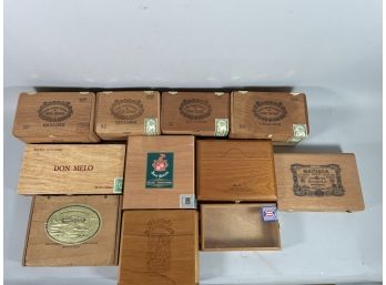 A LOT OF 10 VINTAGE WOODEN CIGAR BOXES