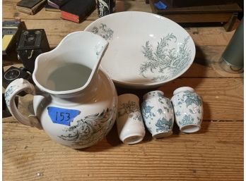 ANTIQUE IRONSTONE PITCHER AND WASHBASIN SET