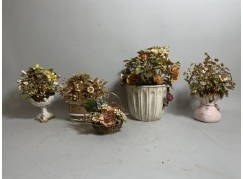 PORCELAIN AND METAL FLORAL BASKETS