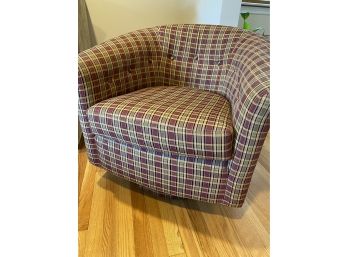 Custom Made By Classic Gallery Tufted Back Plaid Swivel Chair