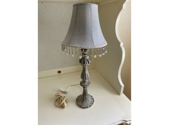 Night Table Lamp With Pretty Beaded Shade