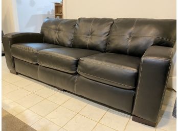 Black Leather Tufted Button Back Couch