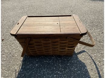 Wooden Picnic Basket With Sliding Top