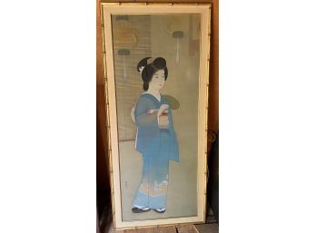 Painting Of A Geisha Girl On Silk