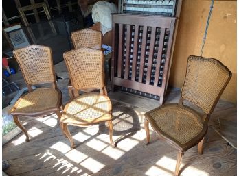 Set Of Four Cane Back Side Chairs