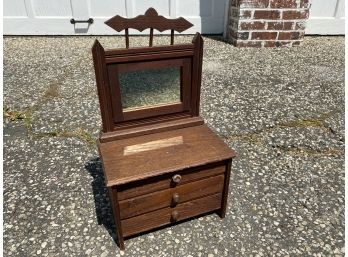 Small Wooden Jewelry Box With Mirror