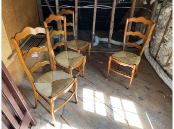 Set Of Four Rush Chairs Made In France