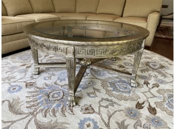 Wood Beveled Glass Top Round  Coffee Table  ( PURCHASED IN L.& J. G. STICKLEY AUDI WHITE PLAINS NY )