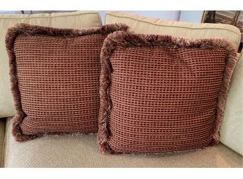 Set Of Two  Accent Pillows With Fringe   ( PURCHASED IN L.& J. G. STICKLEY AUDI WHITE PLAINS NY )