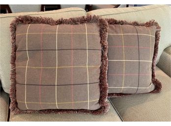 Plaid Accent Pillows With Fringe Pair  ( PURCHASED IN L.& J. G. STICKLEY AUDI WHITE PLAINS NY )