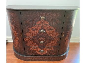 Demilune Decorated Cabinet With Faux Leather.