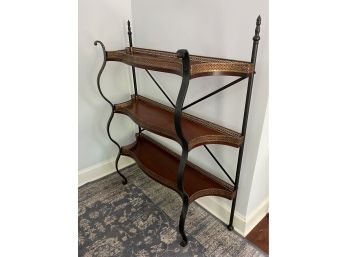 Three Tiers Metal And Wood Shelves Etagere