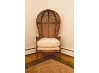 Vintage French Style Hooded Cane Back Chair