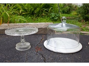 Covered Cake Plate And A Cake Stand