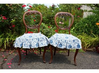 Pair Cared Victorian Balloon Back Side Chairs