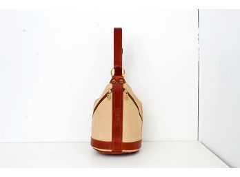 Marino Orlandi Tan & Brown Leather Sling Bucket Bag