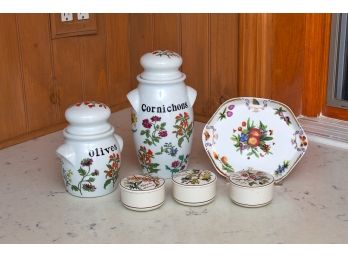 (Villeroy & Boch Botanica  Lidded Jars Along With I Godinger & Co. Tray  With Teo Lidded Jars( 591533)