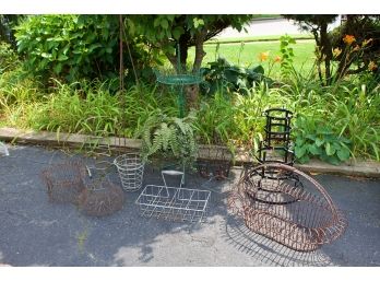 Group Of Vintage Wire & Metal Planters And Baskets - 12 Pieces