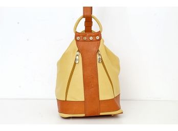 Valentina Yellow Italian Leather Convertible Bucket Bag