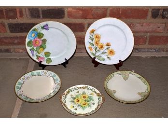 Group Of Floral Decorated Porcelain Plates Including Haviland , KPM And More - Five Plates