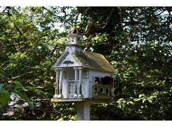 Vintage Wood Painted Bird House - AS IS