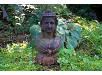 Vintage Cast Iron Bust Of A Woman