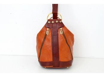 Marino Orlandi Brown Leather Sling Bucket Bag