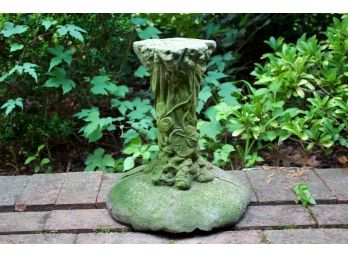 Vintage Cast Cement Bird Bath Used As A Pedestal