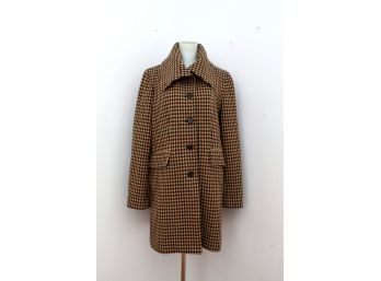 Lauren By Ralph Lauren Wool Blend Houndstooth Coat, Size Large