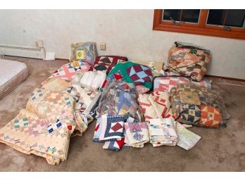 Group Of Vintage Patchwork Quilts, Some Hand Made