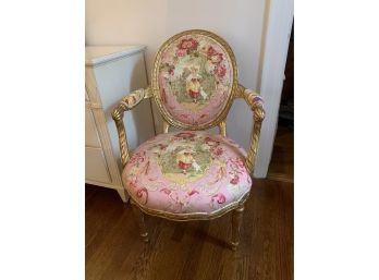 Fauteuil French Chair With Pastoral Scene Upholstery