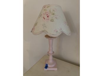 Light Pink Bedside Table Lamp With Floral Scallop Shade