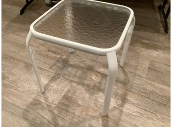 416, White Small Table With Glass Top